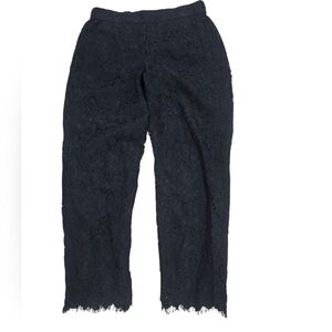 J. CREW Easy Pull On Ankle Pants in Floral Lace Black Size 2